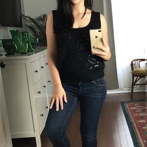 St. John paillettes Santana knit black top size M